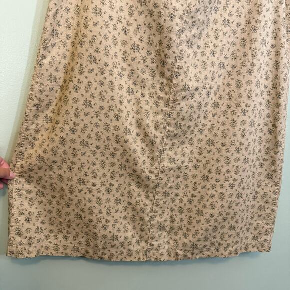 Liz Claiborne Lizwear Maxi Skirt 10 Floral Linen Blend Slit Drawstring Tan NWT - Picture 8 of 11